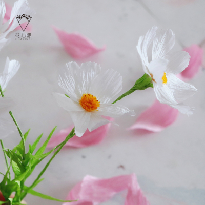 格桑花仿真花 手工纸花 纸藤花格桑花波斯菊材料包 40朵