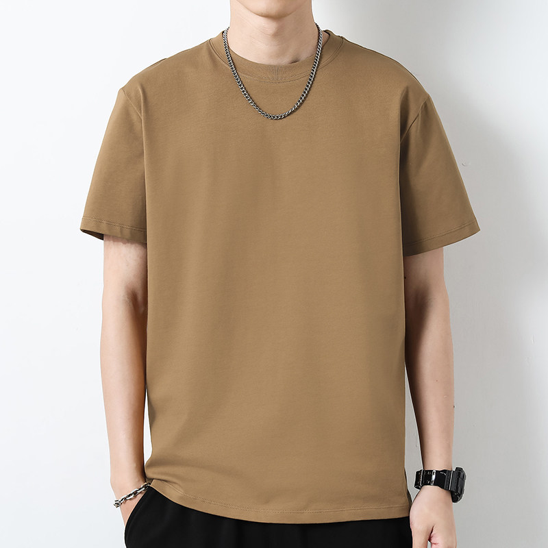 230g重磅纯棉男短袖t恤夏季液氨半袖全棉纯色内搭打底衫圆领体恤
