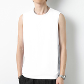 t恤汗衫 莫代尔运动背心男夏季 冰丝纯色白色无袖 坎肩跨栏篮球健身