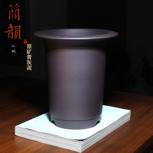 简韵圆口形精品紫砂兰花盆小盆景盆栽青灰泥春兰蕙兰翠盖荷