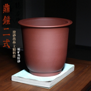 鼎钟二式 圆口金钟形精品紫砂兰花盆鱼籽砂全手工盆景盆栽春兰花卉