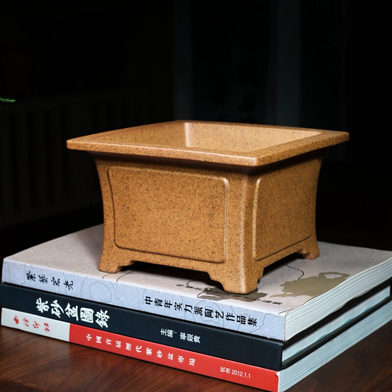奎面飘口四方形精品紫砂花盆