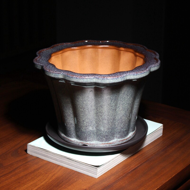 十二瓣葵飘喇叭口精品紫砂花盆兰花盆专用盆景盆栽万年青春兰寒兰