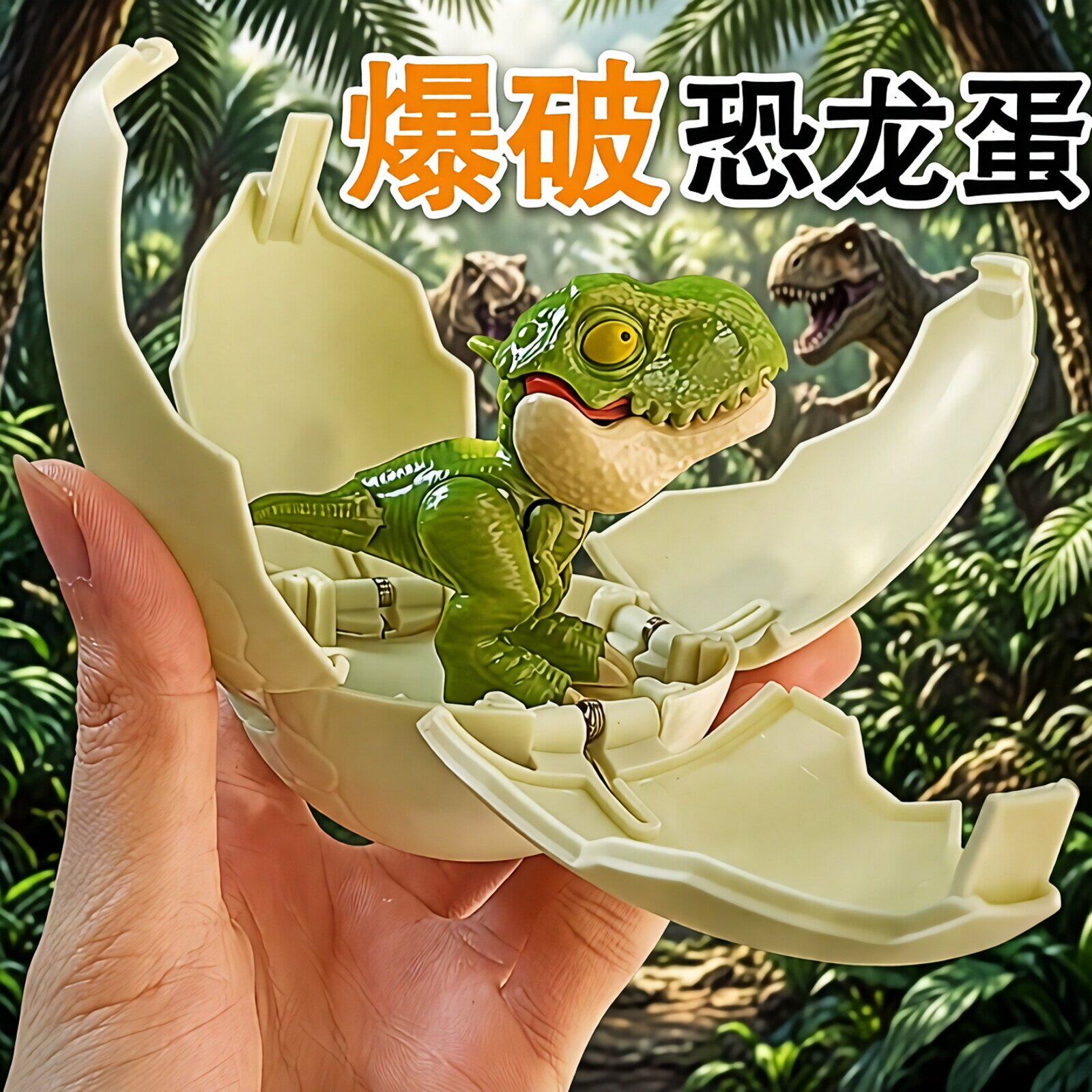 儿童玩具变形恐龙蛋可摔变身咬手指霸王龙盲盒仿真动物模型男孩