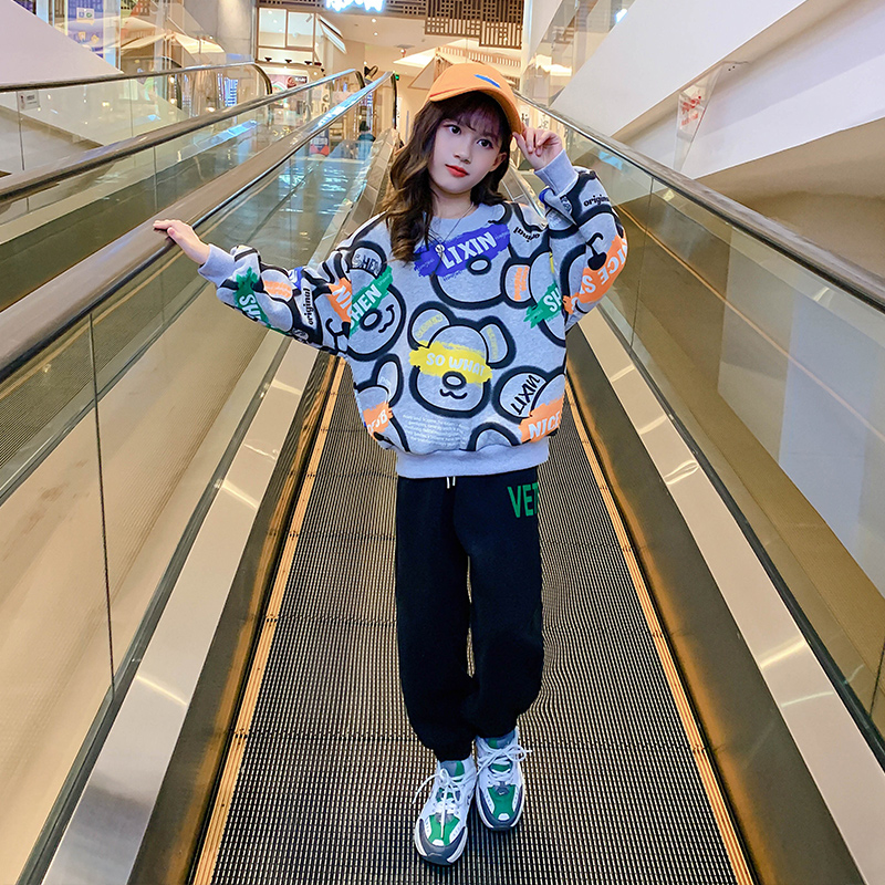 女童加绒卫衣2025冬装新款童装儿童洋气双层加厚上衣中大童打底衫