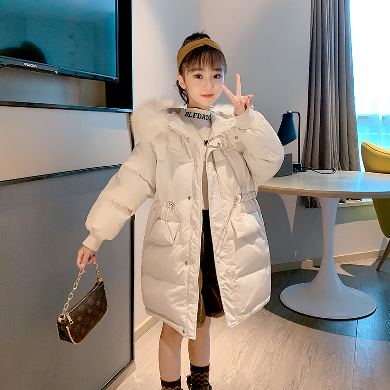 女童羽绒服中长款2025冬装新款韩版儿童洋气中大童加厚保暖外套