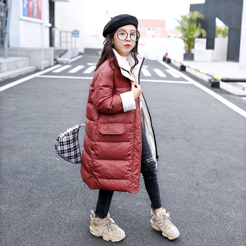 女童羽绒服冬装2025新款童装儿童中大童洋气轻薄中长款加厚外套潮