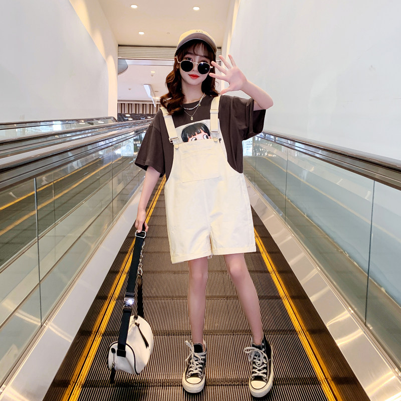 女童背带短裤夏装2026新款童装儿童洋气薄款裤子中大童夏季休闲裤图片