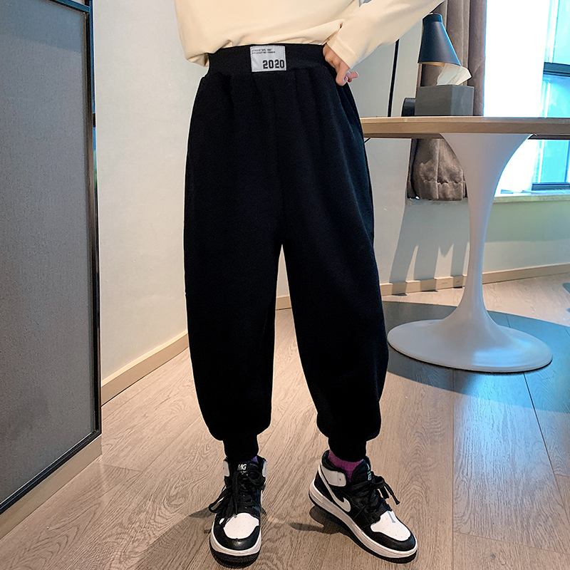 女童加绒裤子2025冬装新款韩版儿童加厚休闲裤中大童一体绒运动裤