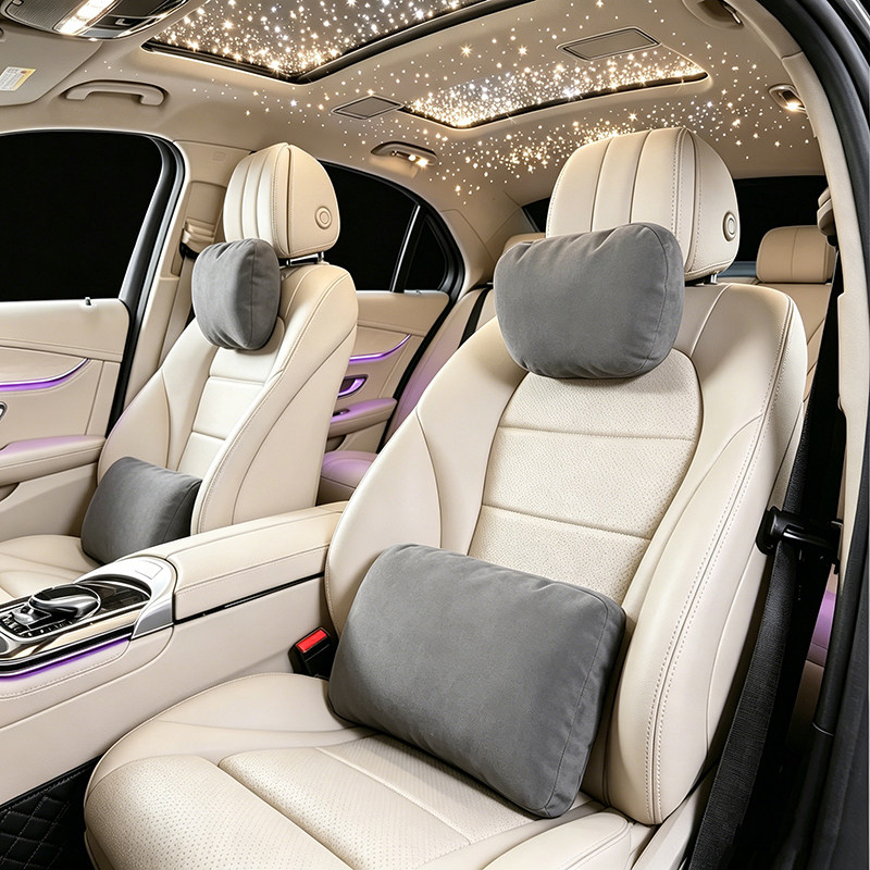 适用于汽车头枕迈巴赫靠枕车用宝马奔驰特斯拉奥迪护颈枕腰靠枕头