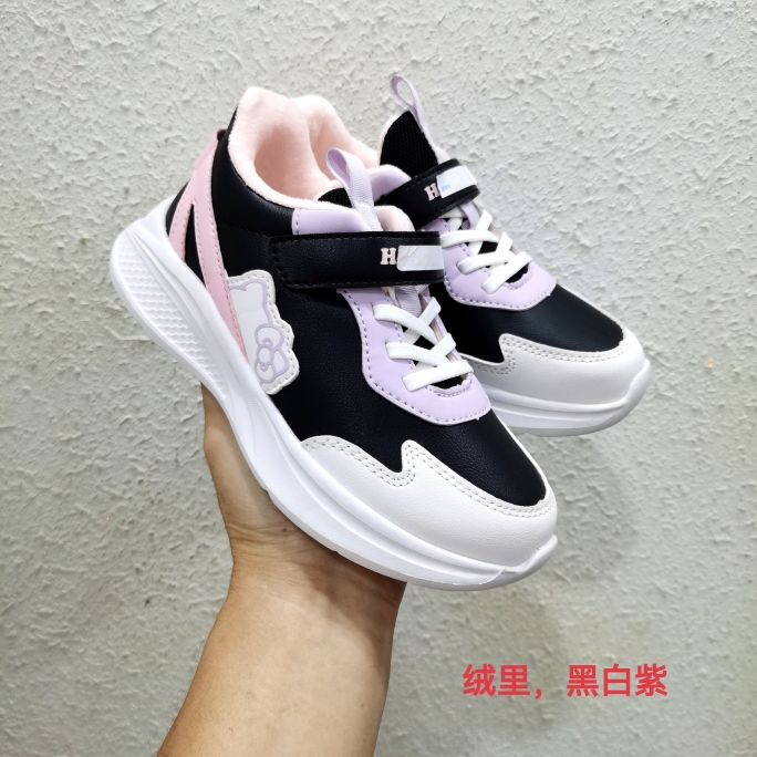 广州产女童小白鞋春秋冬防水儿童运动鞋防滑小学生女孩旅游休闲鞋