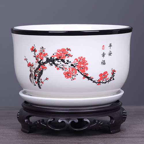 陶瓷带托盘加厚花盆蝴蝶兰三角梅