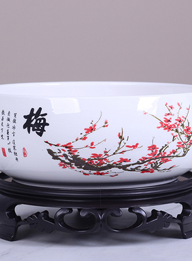 大号铜钱草花盆陶瓷水仙花盆睡莲碗莲绿萝无孔金钱清仓水培专用盆