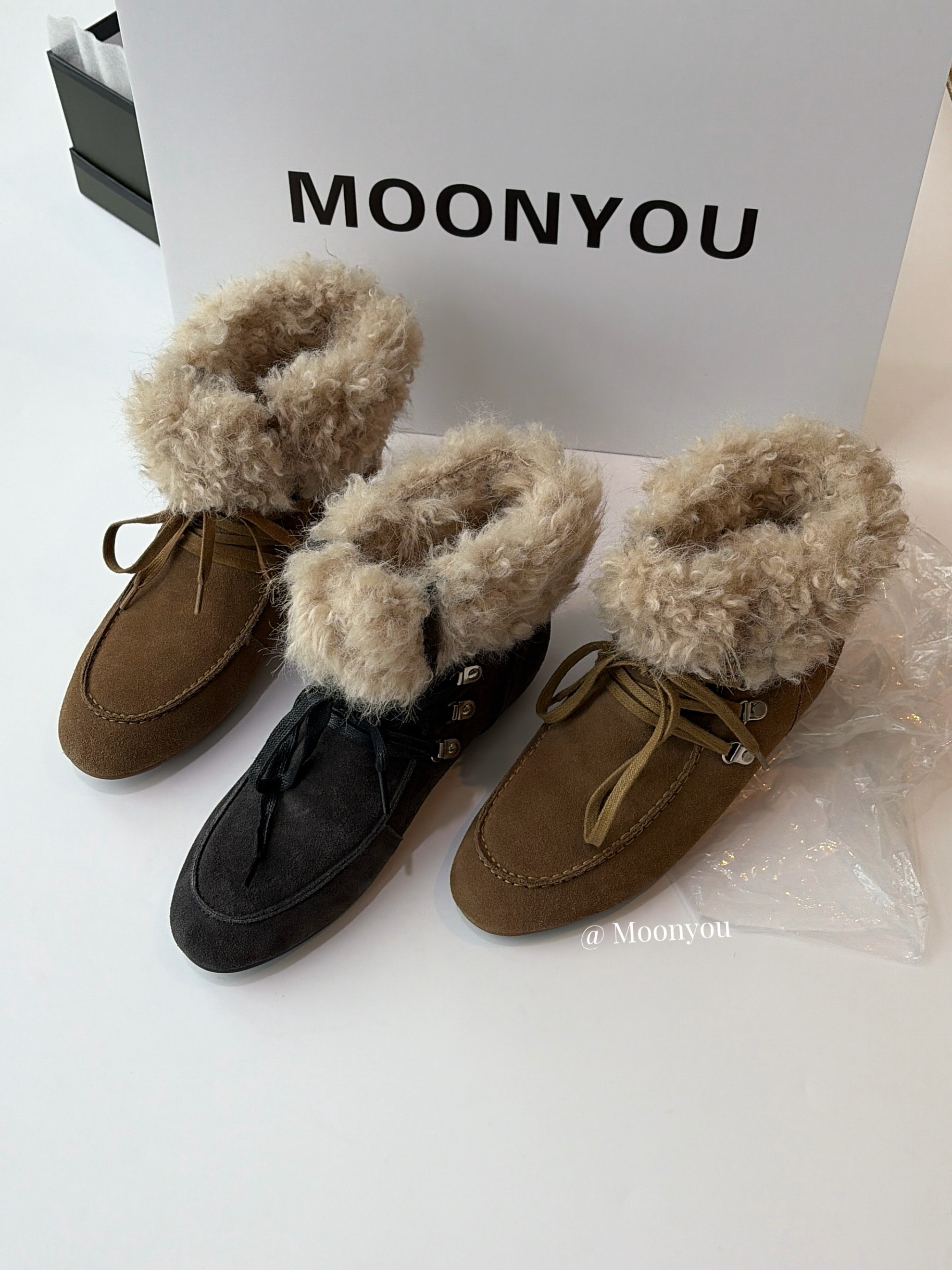 Claudie定制 牛反绒圆头系带雪地靴女法式复古平底保暖加绒毛毛鞋,女鞋,时尚雪地靴,淘宝优惠券,粉丝福利购,淘宝优惠卷