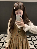 PINKMOON 复古灯芯绒碎花背心裙连衣裙秋冬百搭长裙