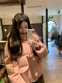 PINKMOON 豆沙粉小格子90白鸭绒新国标羽绒服 两穿可拆卸马甲