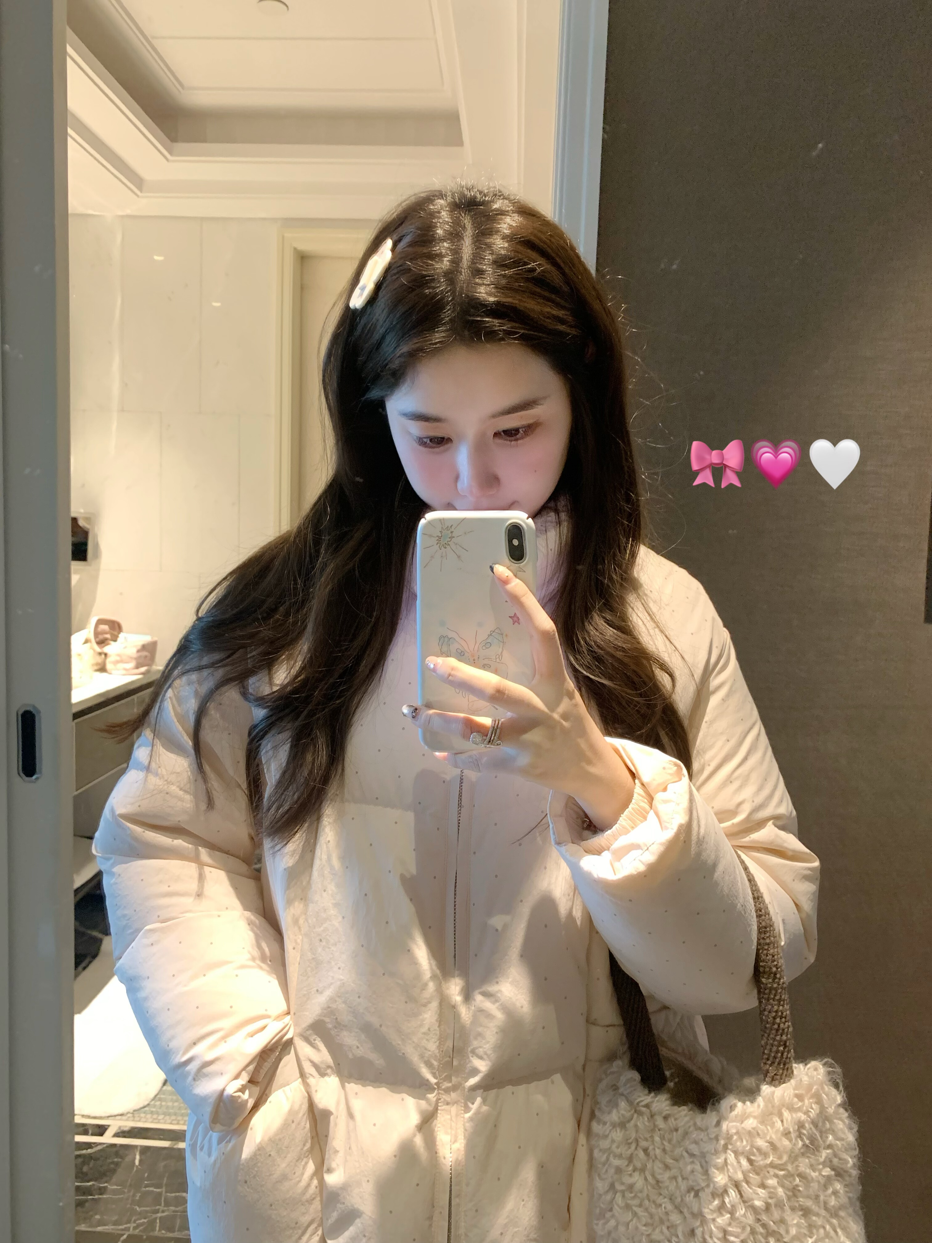 PINKMOON/淡粉波点白鸭绒羽绒服 90新国标俏皮短款外套