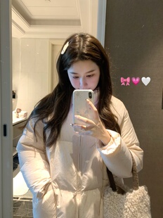 PINKMOON/淡粉波点白鸭绒羽绒服 90新国标俏皮短款外套