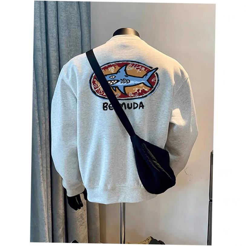 春秋美式潮流加绒长袖卫衣男女