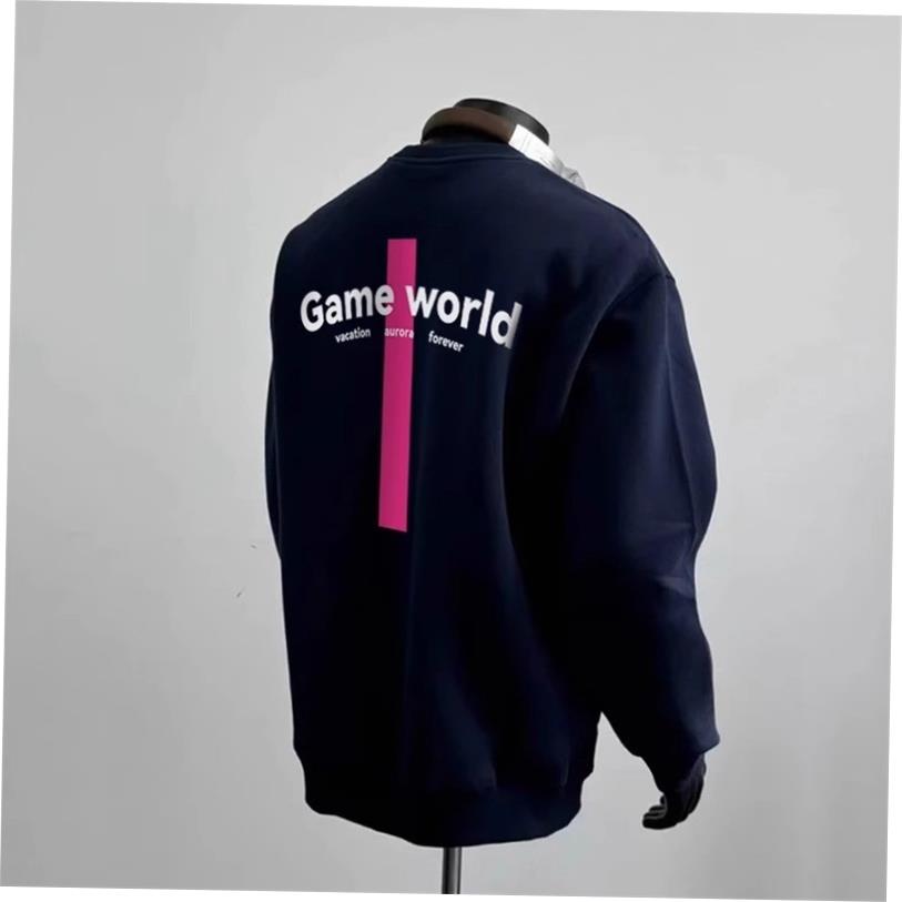 外贸货物宽松长袖美国覆古圆领