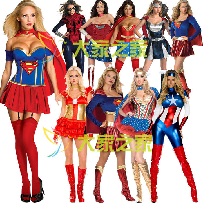 动漫新品美国电影 超人装蝙蝠装女超人角色扮演万圣节服COSPLAY