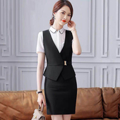 气质OL正装 女时尚 酒店前台美容院工作服 职业马甲套装 2019春夏新款