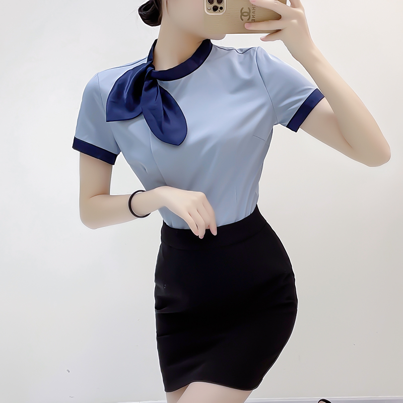 职业套装衬衫短袖工作服女工装