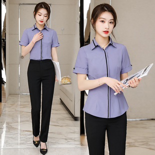 美容院工作服女影楼摄影衬衫套裙制服工装前台珠宝店工作装女夏季