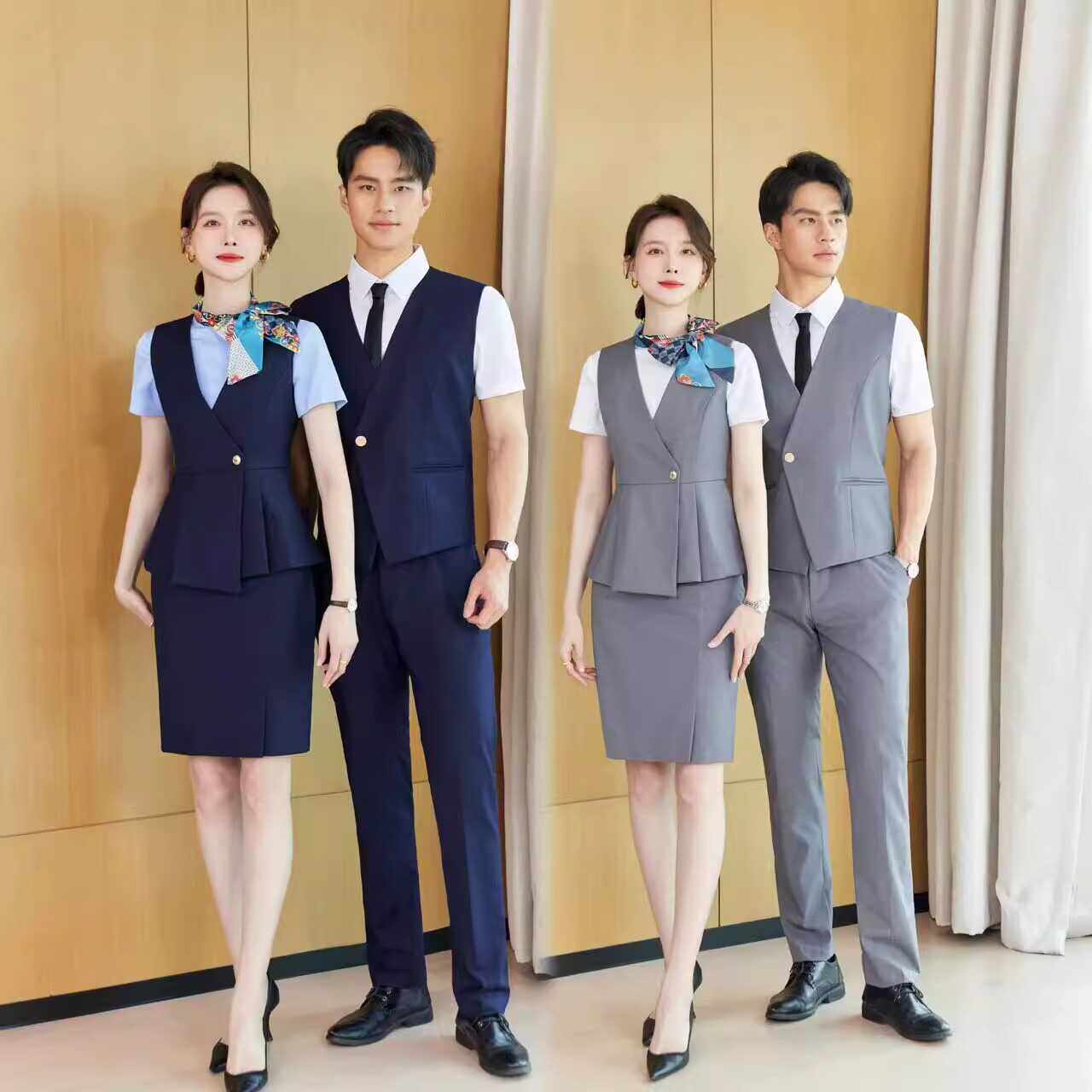 空姐制服职业套装高端酒店客服经理工作装时尚修身前台接待工作服