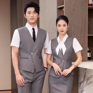 职业马甲套装男女2025新款酒店餐厅服务员工作服会所高端工作制服