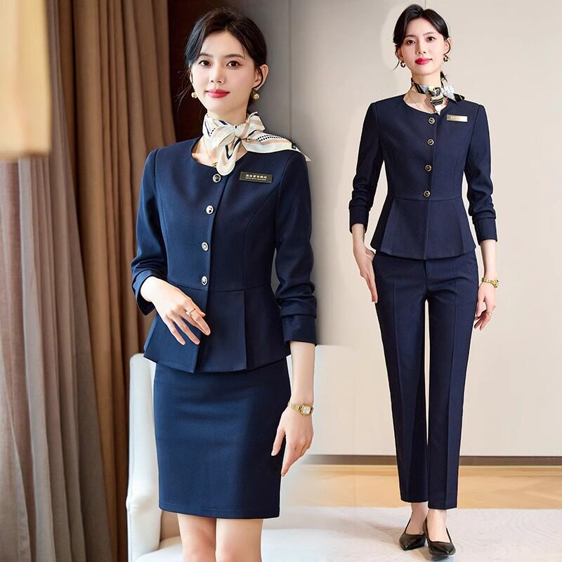 职业西装套装女秋冬珠宝前台接待礼仪工装空姐制服工作服酒店西服