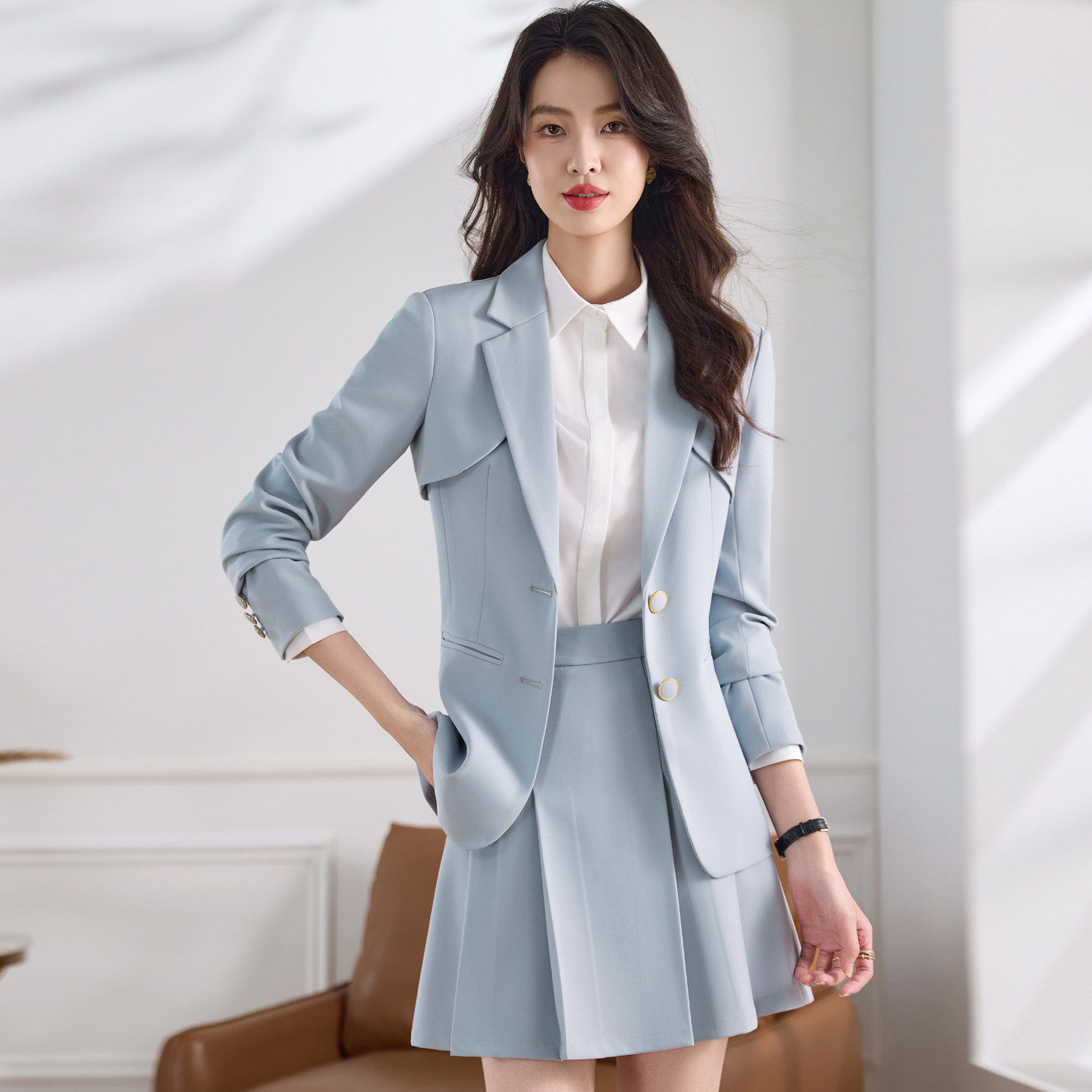 小个子西装外套女春季2026新款气质JK制服百褶裙职业休闲西服套装