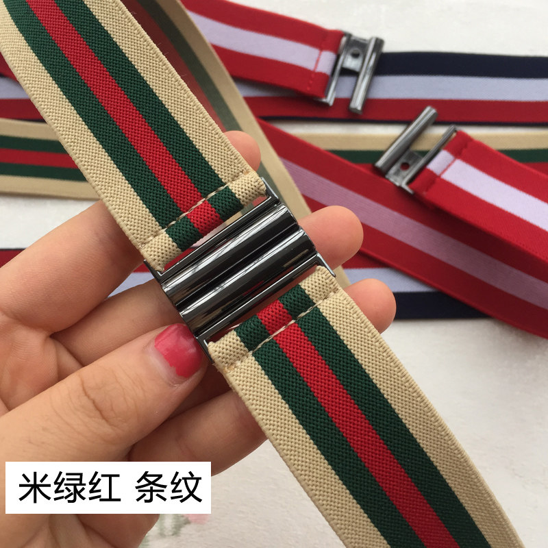 新品3厘米细条纹松紧腰带简约女式连衣裙束腰弹力腰封牛仔裤皮带
