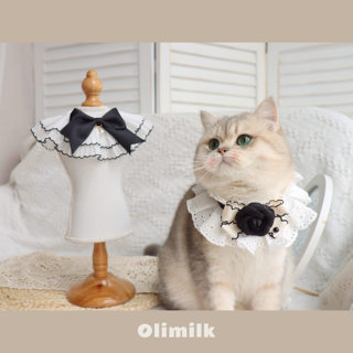 【Olimilk】甜甜黑白配~宠物小香风猫咪狗围兜项圈饰品可爱蝴蝶结