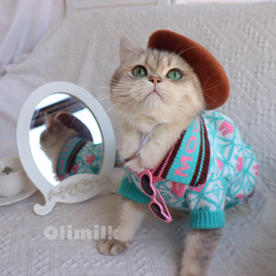 保暖 Olimilk 潮衣 兔子鲁比克宠物猫狗秋冬毛衣衣服针织Polo衫
