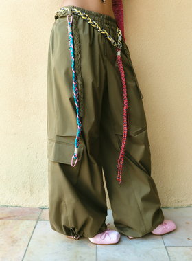 【年终清仓】五折Boujee麻花辫腰带伞裤休闲长裤宽松原创复古工装