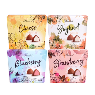 比利时进口 佛兰德斯系列可可脂松露形软心巧克力盒装100g包装