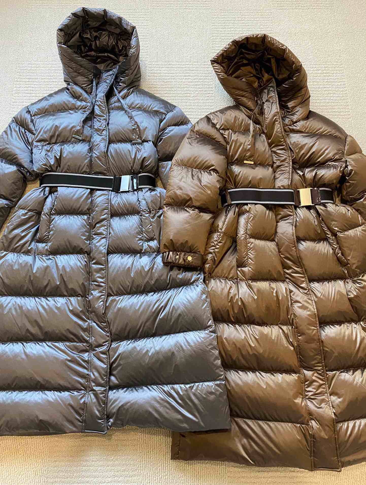欧美金属光泽A字摩登造型时尚立体外套羽绒服鹅绒轻薄宽松长款