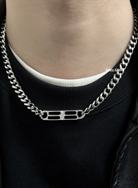 钛钢项链男潮不褪色小众设计高级感个性街头镂空拼接锁骨链项圈链