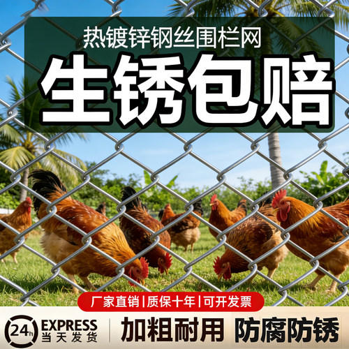 不生锈的铁丝网格镀锌钢丝网围栏菜园护栏网家用养鸡防护养殖铁网