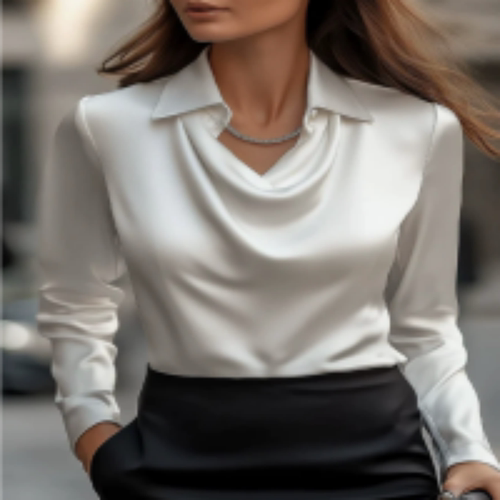 欧美衬衣气质印花简约荡领衬衫领女士上衣Women shirt collar top