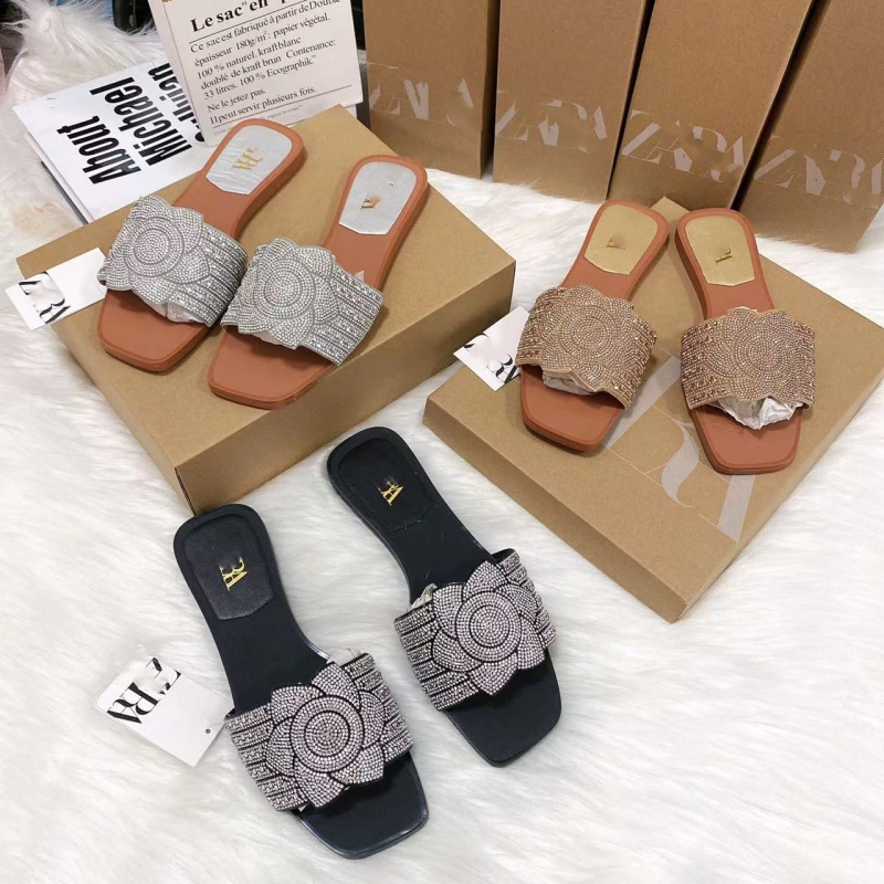 平底女拖鞋时尚外贸大码拖鞋女士凉拖一字型slippers shoes women
