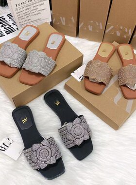 平底女拖鞋时尚外贸大码拖鞋女士凉拖一字型slippers shoes women