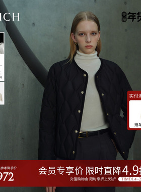 【90%鹅绒】PRICH时尚圆领菱格绗线轻盈保暖羽绒服2025冬季新款女