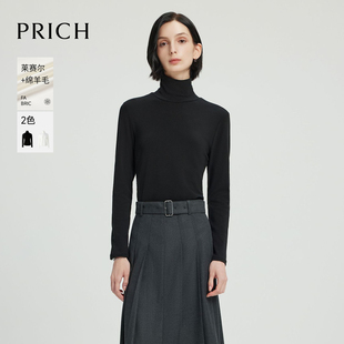 新款 PRICH PRICH堆堆感高领针织T恤冬季 绵羊毛 保暖上衣 莱赛尔