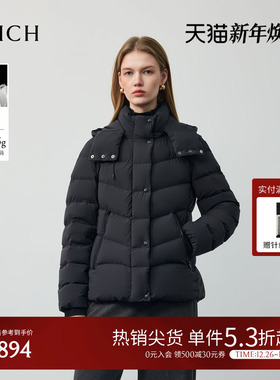 【90%鹅绒】PRICH时尚连帽收腰羽绒服2025冬季新款休闲轻盈短款女