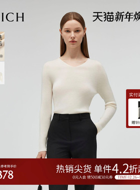 【可机洗羊毛】PRICH简约休闲针织衫冬季新款修身保暖打底毛衣女