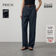 PRICH复古航海系含亚麻直筒牛仔裤 女 春阔腿休闲弯刀长裤