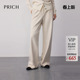 气质阔腿长裤 冬季 女 裤 PRICH简约后松紧腰人字纹直筒西装