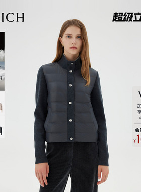 【90%鹅绒】PRICH时尚拼接轻薄排骨羽绒服冬保暖短款外套女